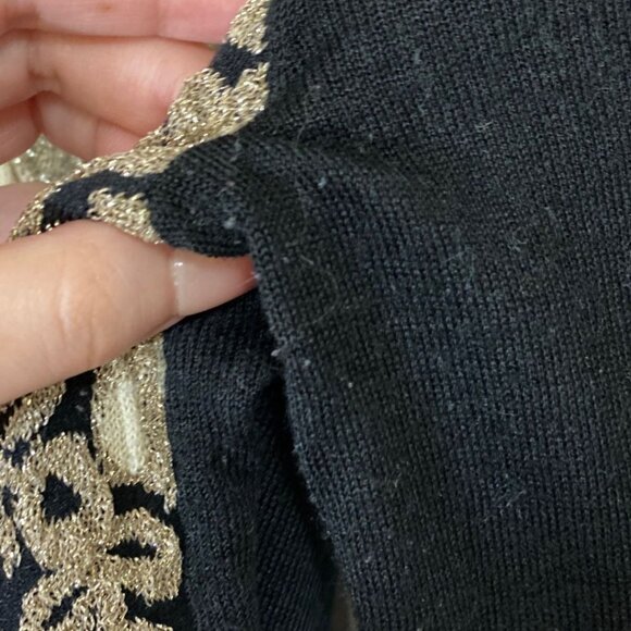 LOFT Metallic Jacquard Front Sweater – Black/Gold – SZ M - Picture 7 of 7
